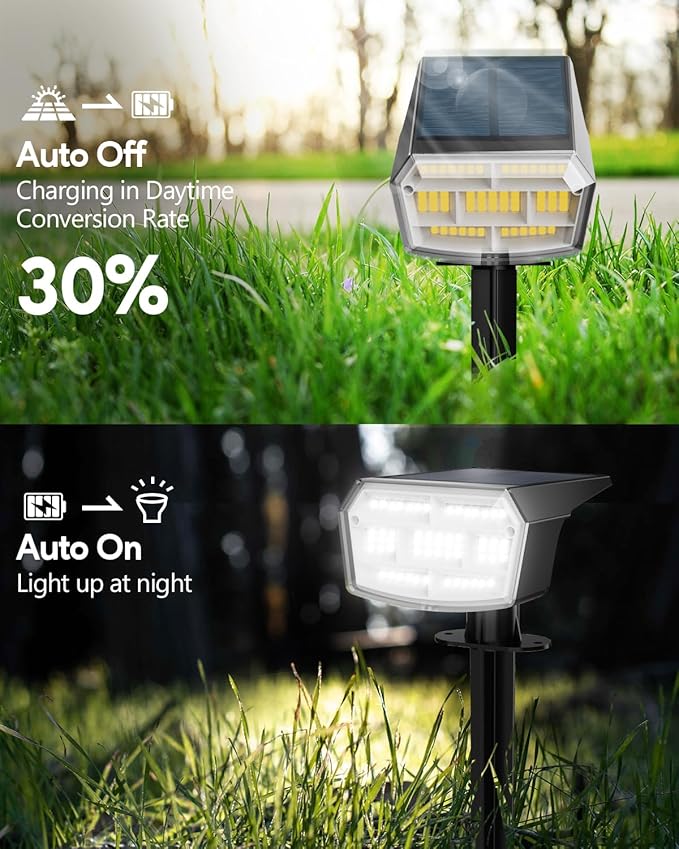 HIBOITEC Solar Spot Lights Outdoor 59LED Landscape Lights Solar Powered Uplights Waterproof Adjustable Brightness Dusk to Dawn for Outside Garden Yard Trees 4 Packs Cool White