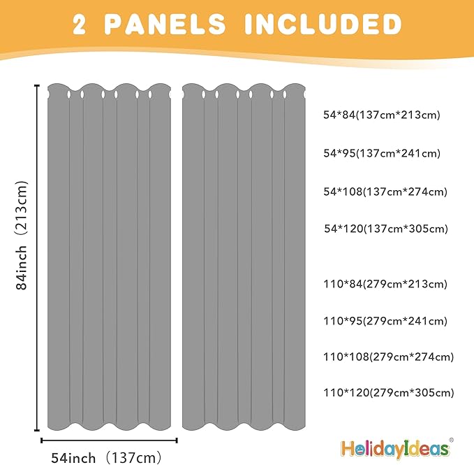 HolidayIdeas Extra Wide Outdoor Curtains for Patio Waterproof, 2 Panels - 110 x 95 Inch - Privacy & Light Filtering Curtains Grommet Outside Curtains for Porch, Gazebo, Pergola, Backyard (Silver)
