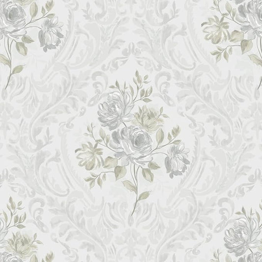 Ismoon Floral Peel and Stick Wallpaper Vintage White and Grey Contact Paper by Ismoon