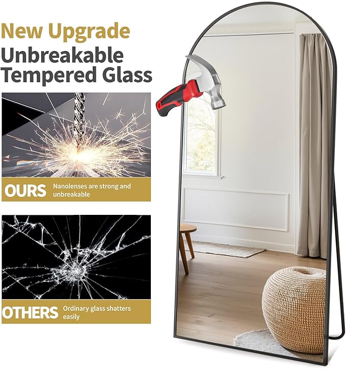 Dewfig Arched Full Length Mirror, Oversized Full Body Mirrors - Image 6