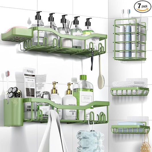 NESOMI Shower Caddy Adhesive Shower Organizer 7-Pack, Rustproof Stainless Steel by OrganizeYourHomeEssentials