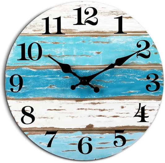 CHYLIN Wall Clock, Beach Themed Blue Wall Clocks Battery Operated Silent by CHYLIN