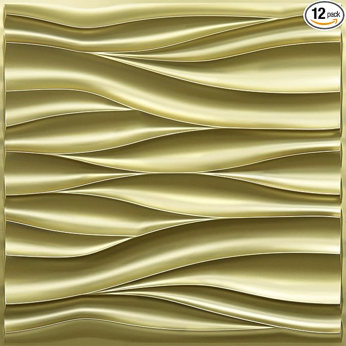 STICKGOO 3D Wall Panels for Interior Wall Decor, Champaign Gold Wave Design by STICKGOO