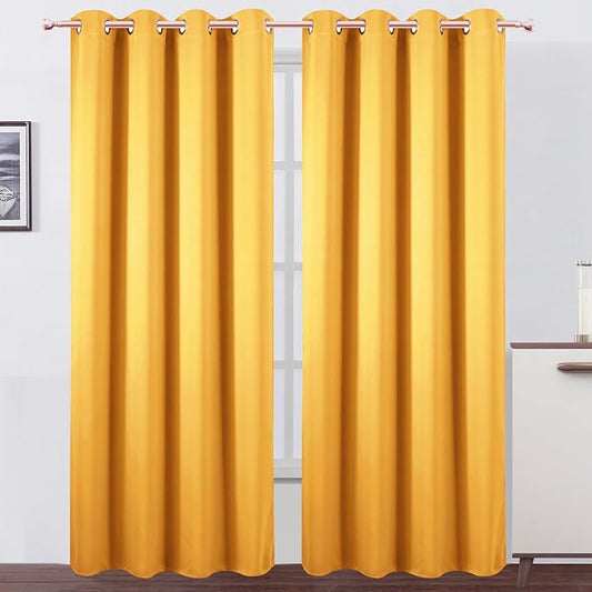 LEMOMO Blackout Curtains 52 x 90 Inch Long Yellow Curtains Set of 2 Panels Room by Lemomo