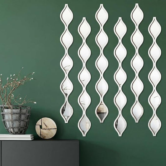 Yulejo 6 Pcs Acrylic Teardrop Mirror Decor Narrow Wall Decor Boho Vintage Wall by Yulejo