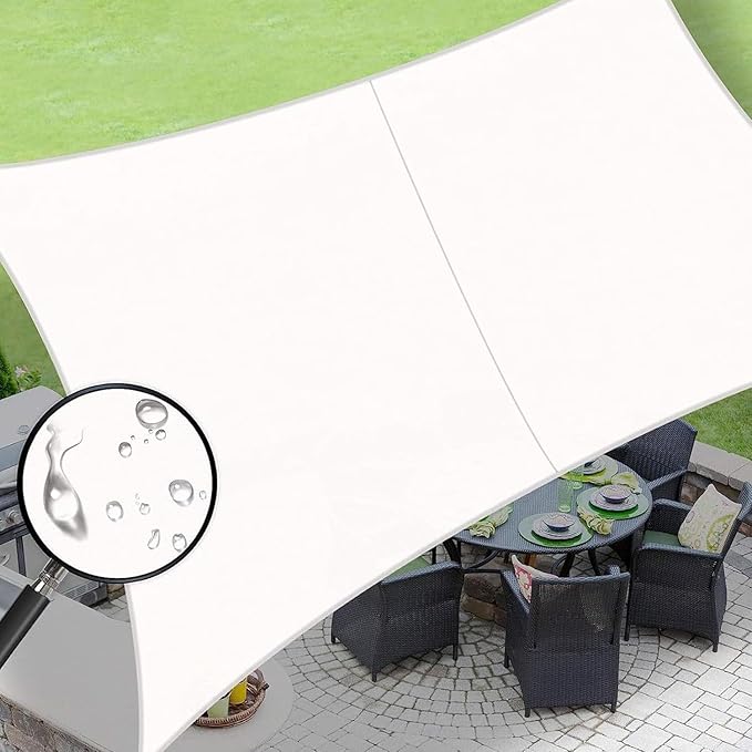 LOVE STORY Rectangle 4'x8' Waterproof Sun Shade Sail Canopy UV Block for Outdoor Patio Backyard Carport,White(We Make Custom Size)