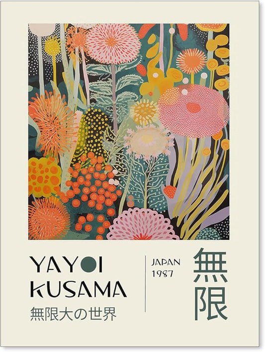 Abstract Yayoi Kusama Posters Japanese Wall Art Vintage Tokyo Aesthetic Prints by Unknown