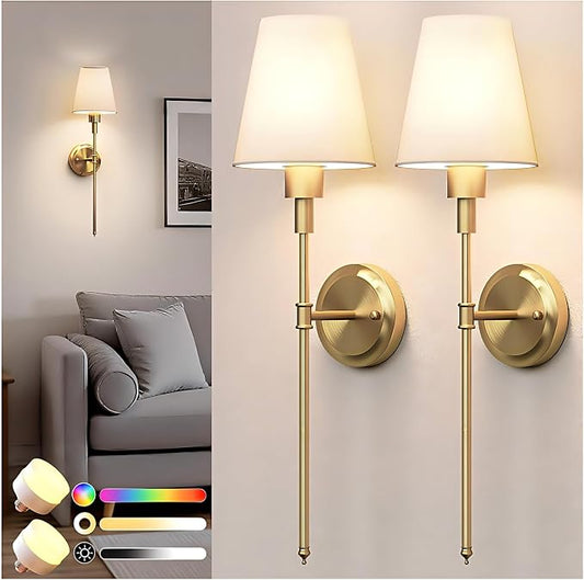 DORESshop Battery Operated Wall Sconce Set of 2, Wireless Wall Light Easy to by DORESshop