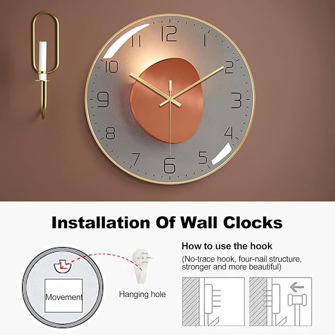 ErgoCar Silent Modern Art Deco Metallic Wall Clock - Image 6