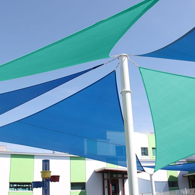 E&K Sunrise 25' x 25' x 25' Sun Shade Sail Triangle Canopy Shade Cover UV Block for Patio Backyard Garden Outdoor (Blue)