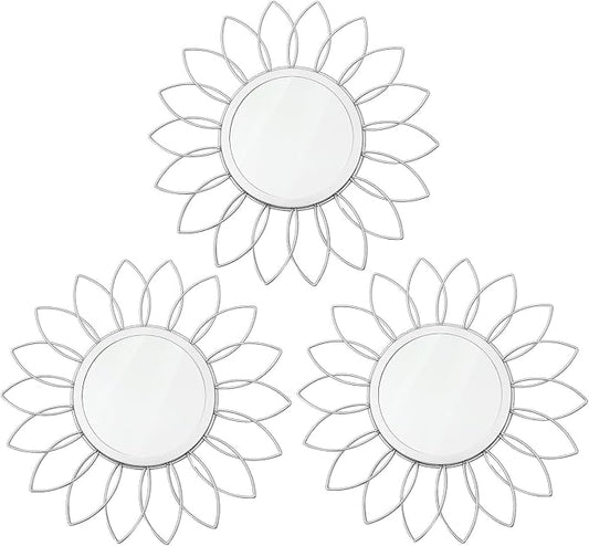3 Pack Metal Mirrors for Wall Sunburst Wall Mirrors Home Décor Decorative by Uaussi
