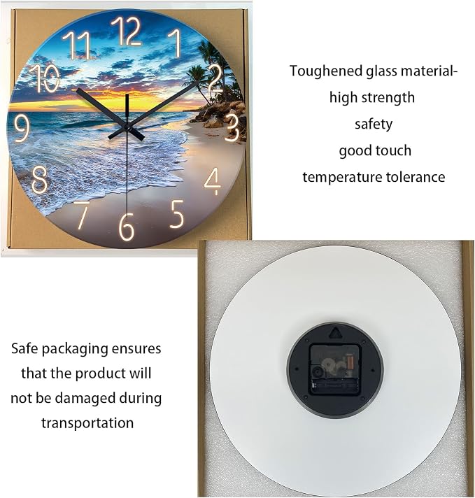 Glass Beach Wall Clocks Battery Operated 16 Inches or Larger Analog Wall Clock - Image 6