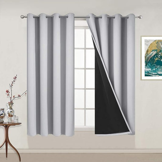 Yakamok 100% Blackout Curtains Energy Saving Thermal Insulated 2 Thick Layers by Yakamok