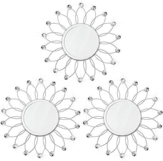 3 Pack Metal Mirrors for Wall Sunburst Wall Mirrors Home Décor Decorative by Uaussi