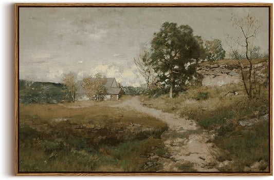 InSimSea Framed Canvas Wall Art Vintage Decor, Vintage Countryside Landscape by InSimSeaArt