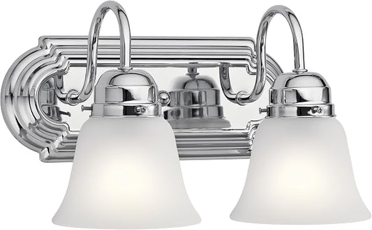 Kichler 12.25" 2-Light Vanity Bath Light in Chrome, Modern Bathroom Light by Kichler