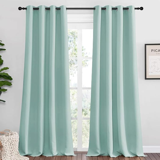 NICETOWN Aqua Blue Blackout Curtains 96" Long by NICETOWN