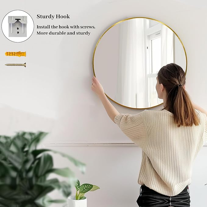 Sunniry Gold Round Mirror, Circle Mirror 26 inch, Round Mirrors - Image 5