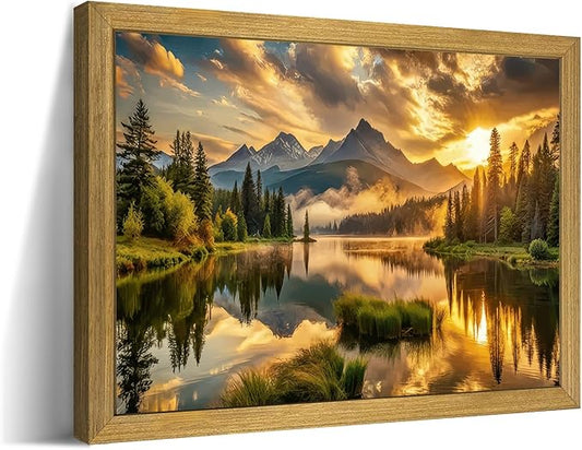 Framed Canvas Wall Art 16x24 Inch, Vintage Landscape Wall Art Decor, by Unknown