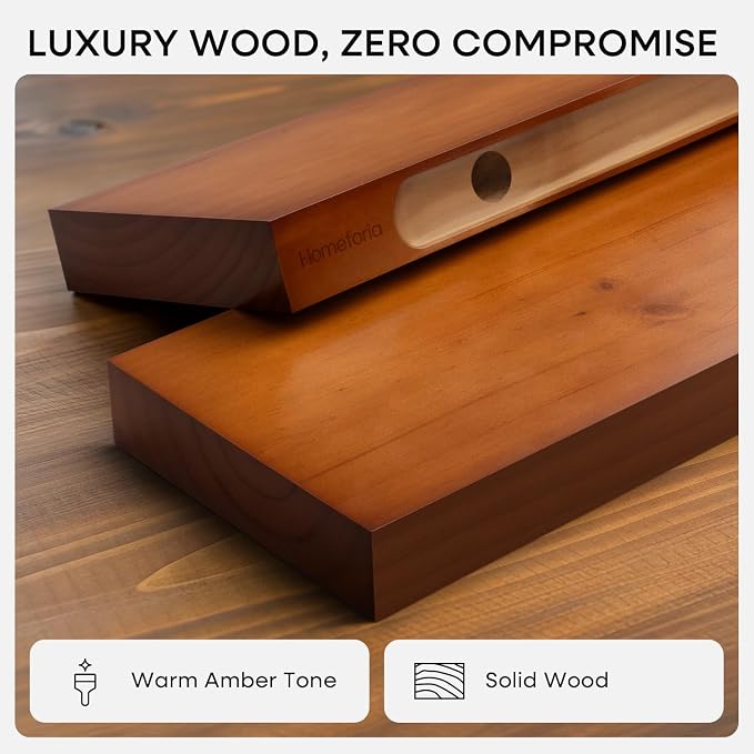 Homeforia Oak Floating Shelves 30 inch Long, High End Solid Real Wood 30inch - Image 4