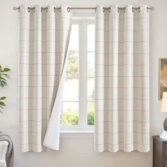 Lajode Linen Blackout Curtains 63 Inches Long by Lajode
