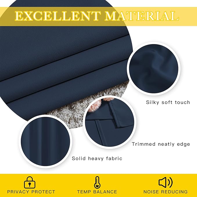 NICETOWN Bedroom Window Blackout Curtain Panel - Thermal Insulated Blackout Drape/Drapery for Loft, Guestroom (Navy, 1 Panel, 80 x 84 inch)