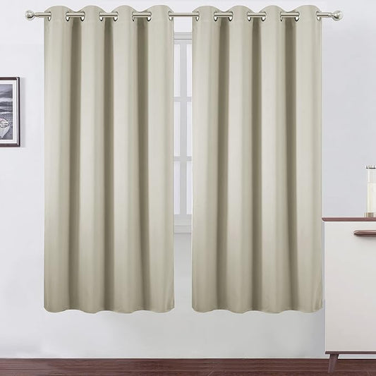 LEMOMO Light Beige Thermal Blackout Curtains/52 x 72 Inch/Set of 2 Panels Room by Lemomo