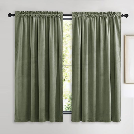 NICETOWN Super Soft Velvet Curtains 63 inches, Sound Reducing Cold Heat by NICETOWN