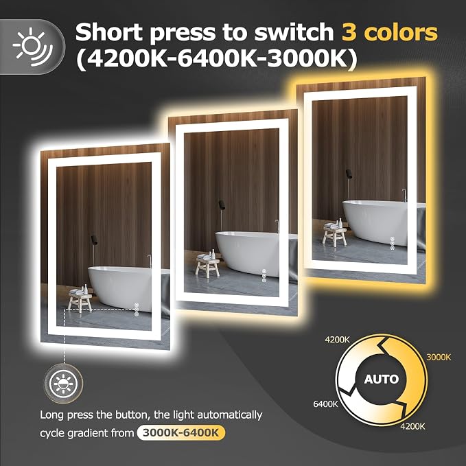 Hivone 24X36 LED Bathroom Mirror - Image 4