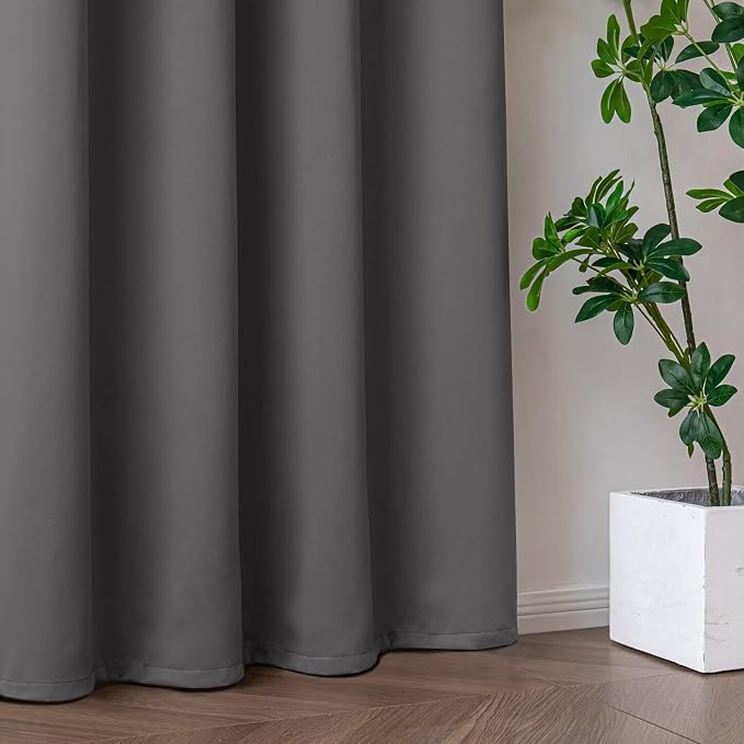 IGEMAEVE Light Grey Blackout Curtains 96 Inch Length 2 Panels Set, Grommet - Image 5
