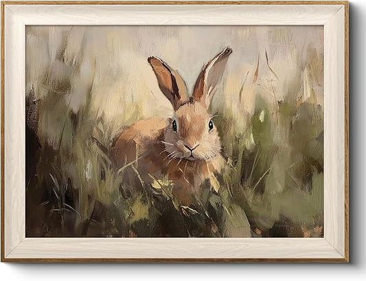 VIYYIEA Framed Wall Art for Living Room, Rabbit Canvas Prints Vintage Home Decor by VIYYIEAART