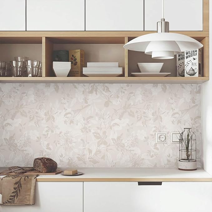 Heroad Beige Brown Wallpaper Floral Wallpaper Peel and Stick Boho Contact Paper - Image 3