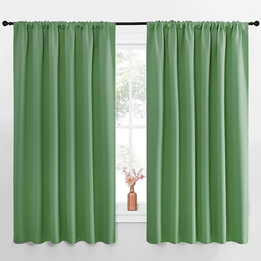 NICETOWN Blackout Curtains for Bedroom, Froest Green, 1 Pair, 62 by 63-inch by NICETOWN