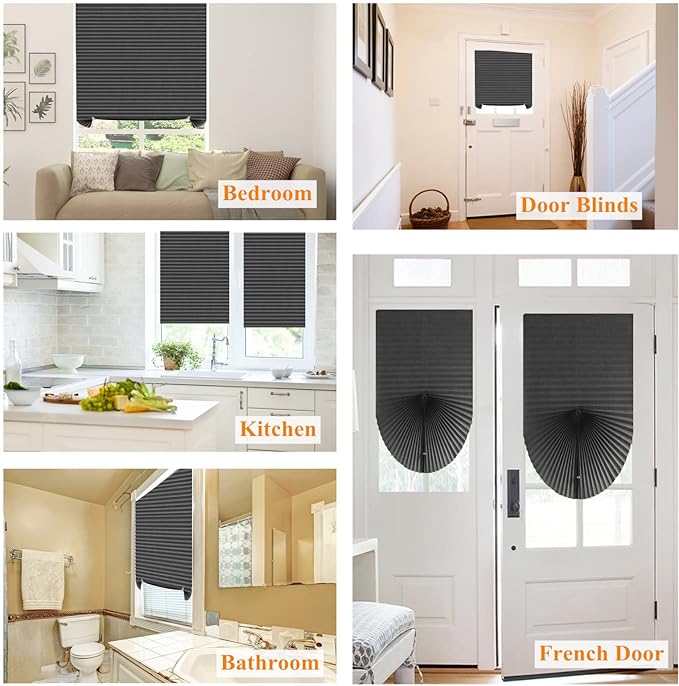 Window Blinds Cordless Blackout No Drill Cut to Size Clip On Stick On Self - Image 2