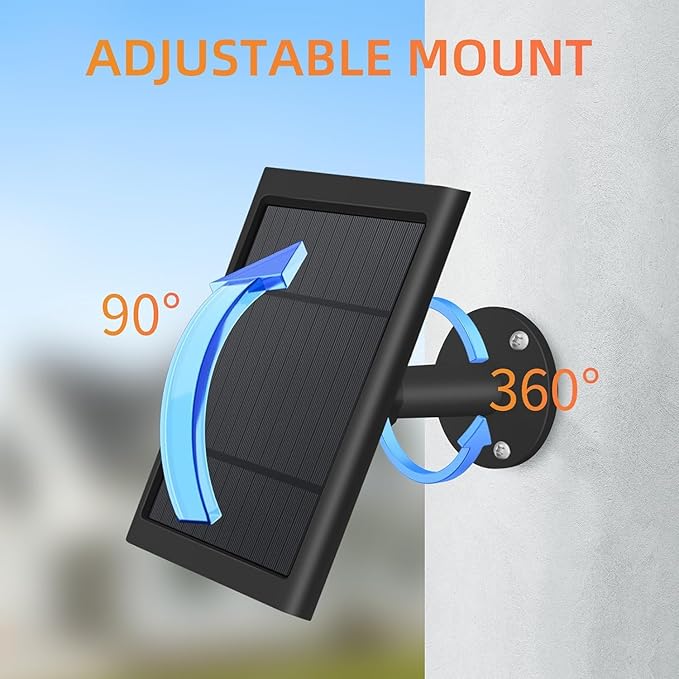 1 Pack 4W Solar Charger for Ring Spotlight & Stick Up Outdoor Cam, Black, High Efficiency, 10FT/3M Long Cable with USB-C to Ring Barrel Plug