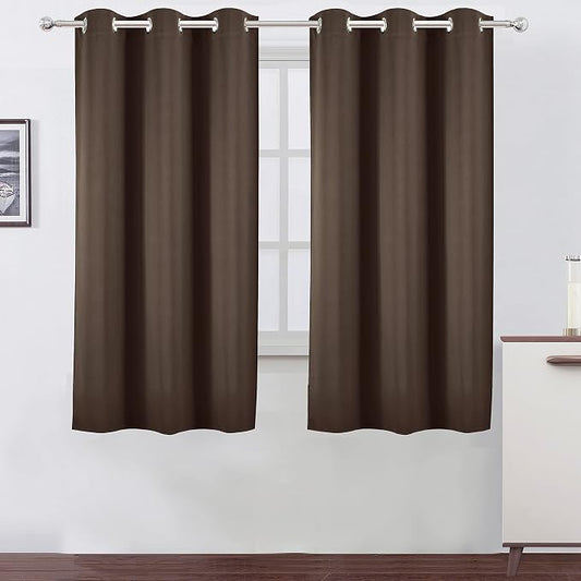 LEMOMO Chocolate Brown Blackout Curtains 40 x 63 Inch Length/Set of 2 Curtain by Lemomo