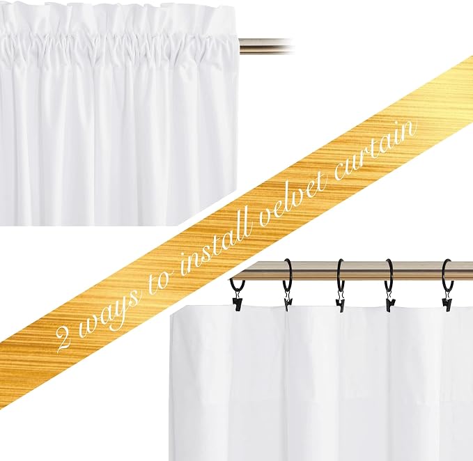 NICETOWN Pure White Velvet Curtains 96 inches Long 2 Panels, Farmhouse and - Image 3