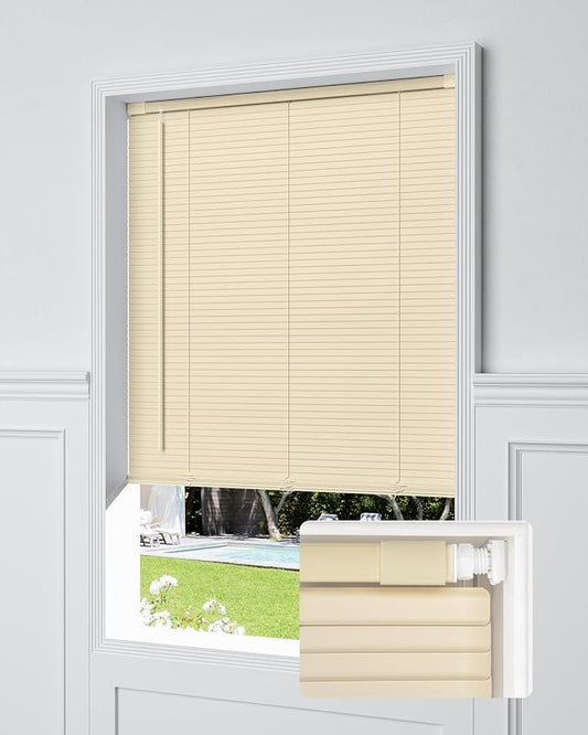 UNISHADES No Drill Blinds for Windows 1" Vinyl L-Shaped Slats Cordless Mini by UNISHADES