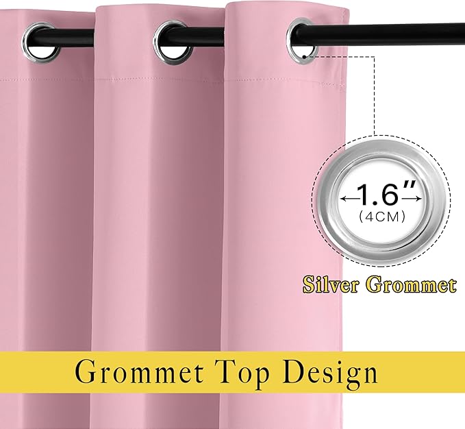 NICETOWN Blackout Curtains & Drapes - Privacy Thermal Efficiency Backdrop Curtains for Bedroom Room Divider Living Room Patio Sliding Glass Door, Wide 80 x Long 144 inch, Rouge Pink, 1 Panel