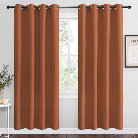 NICETOWN Halloween Burnt Orange Insulated Curtains Blackout Draperies by NICETOWN