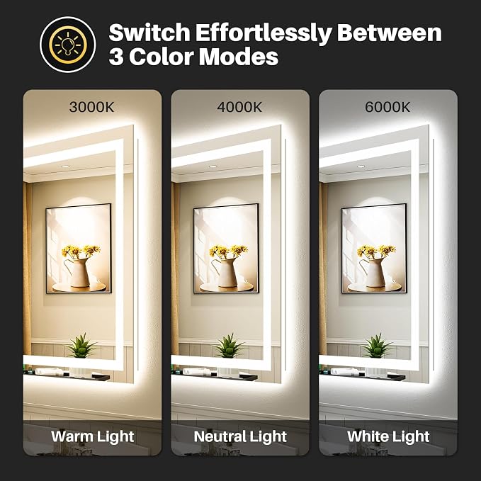 Briivue 40x36 Inch LED Bathroom Mirror - Image 4