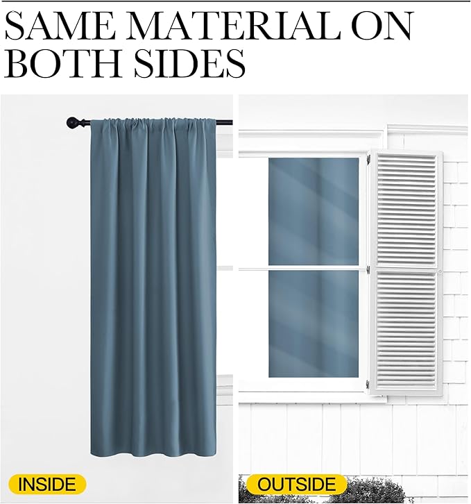 NICETOWN Blackout Curtains for Living Curtains, Smoky Blue, 2 Panels, 42 by 84 - Image 6