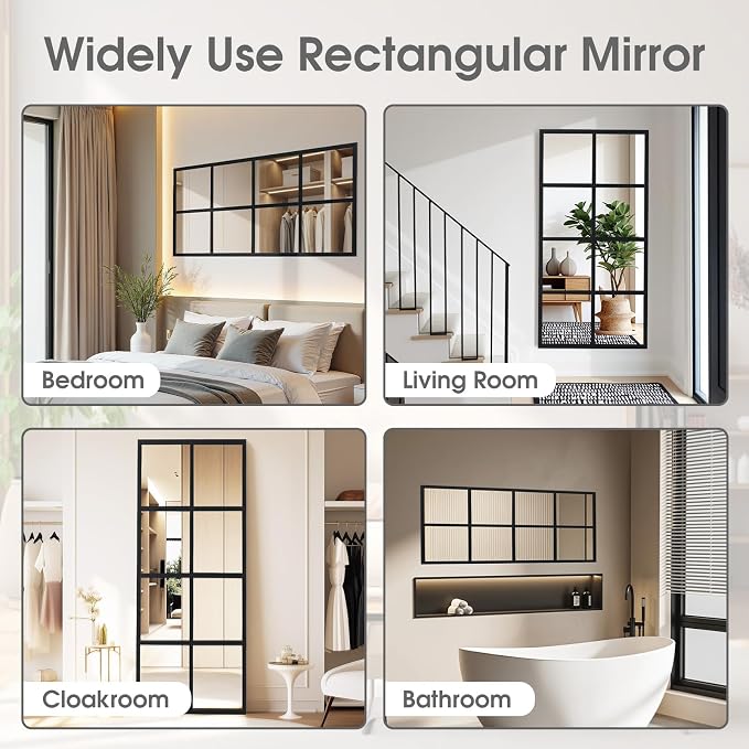 DUMOS Window Pane Mirror Set of 2, 16x32 Inch Rectangle Decorative Wall Mirrors - Image 5