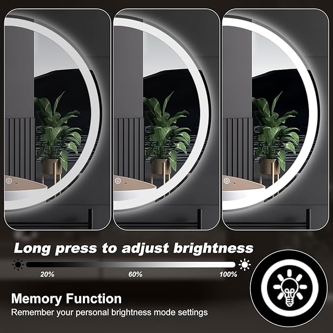 DUMOS 30 Inch Round LED Bathroom Mirror - Image 7