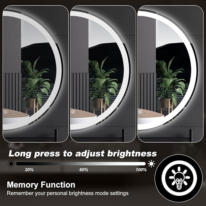 NEWBULIG 36 Inch Round LED Bathroom Wall Mirror - Image 6