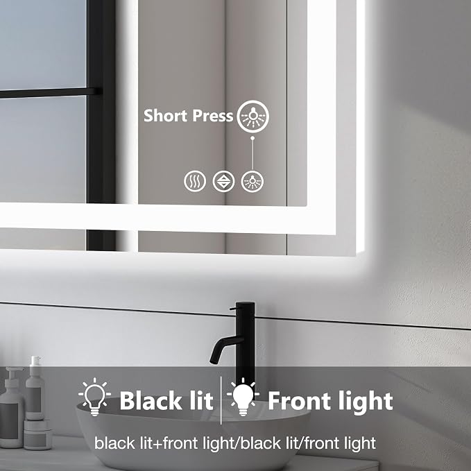 DUMOS 20.1"x28.1" LED Bathroom Mirror, Smart Anti-Fog Bathroom Vanity Mirror - Image 4