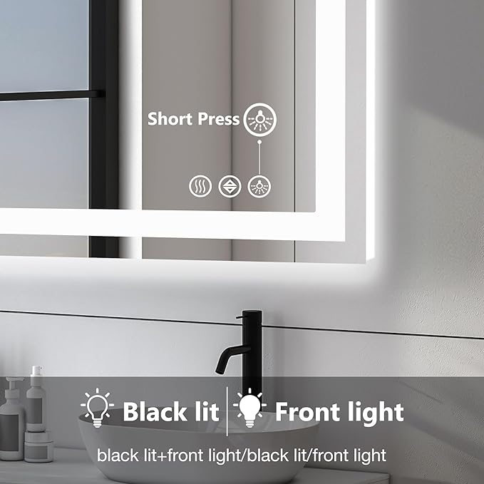 DUMOS 36.1"x36.1" LED Bathroom Mirror, Smart Anti-Fog Bathroom Vanity Mirror - Image 7