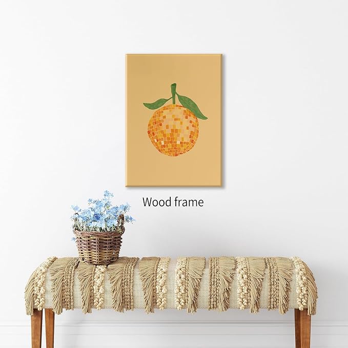 Retro Funky Orange Canvas Wall Art Fashion Disco Ball Aesthetic Posters 24X36 - Image 4