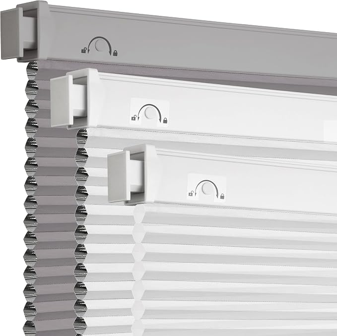 Grandekor No Drill No Tools Cordless Cellular Shades, 32.5" W x 64" H, Light by Grandekor