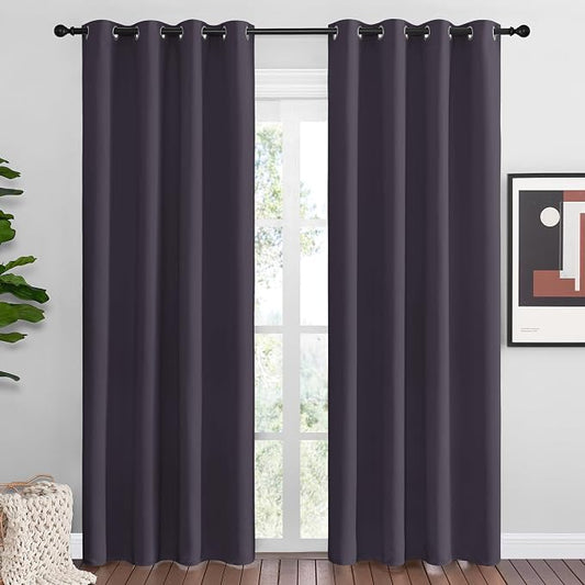NICETOWN Greyish Purple Blackout Curtains 86 inches Length by NICETOWN